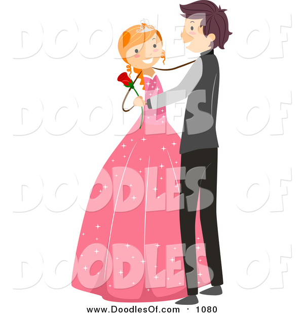 600x620 Vector Clipart Of A Doodled White Birthday Girl Dancing A Waltz