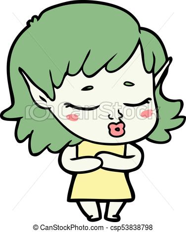 376x470 Shy Cartoon Elf Girl Eps Vectors