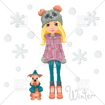 400x400 Cute Beautiful Fashionable Girl In Funny Hat With Dog Royalty Free