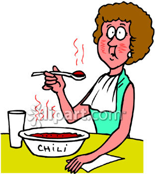 312x350 Woman Eating Hot And Spicy Chili Clipart