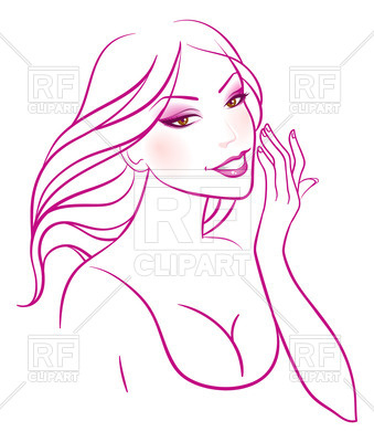 339x400 Contour Of Smiling Young Girl With Beautiful Hair Royalty Free