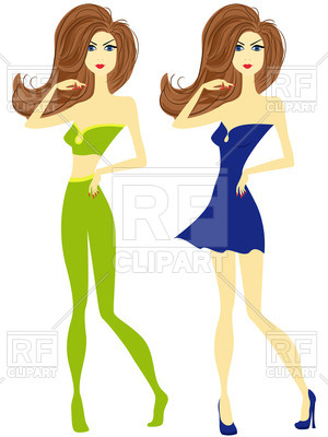 300x400 Fashion Slender Girl With Chestnut Hair Royalty Free Vector Clip