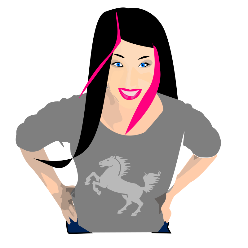 800x800 Free Clipart Punk Girl With Black And Pink Hair Liftarn