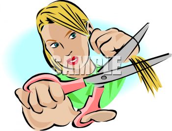 350x268 Girl Cutting Her Hair With Scissors