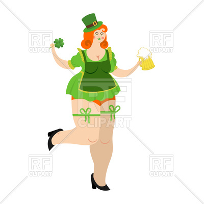 400x400 Leprechaun Girl With Beer Royalty Free Vector Clip Art Image