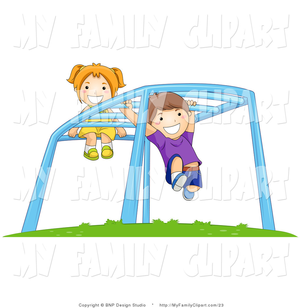 1024x1044 Cliprt Of Happy Boynd Girl Swinging On The Monkey Bars On