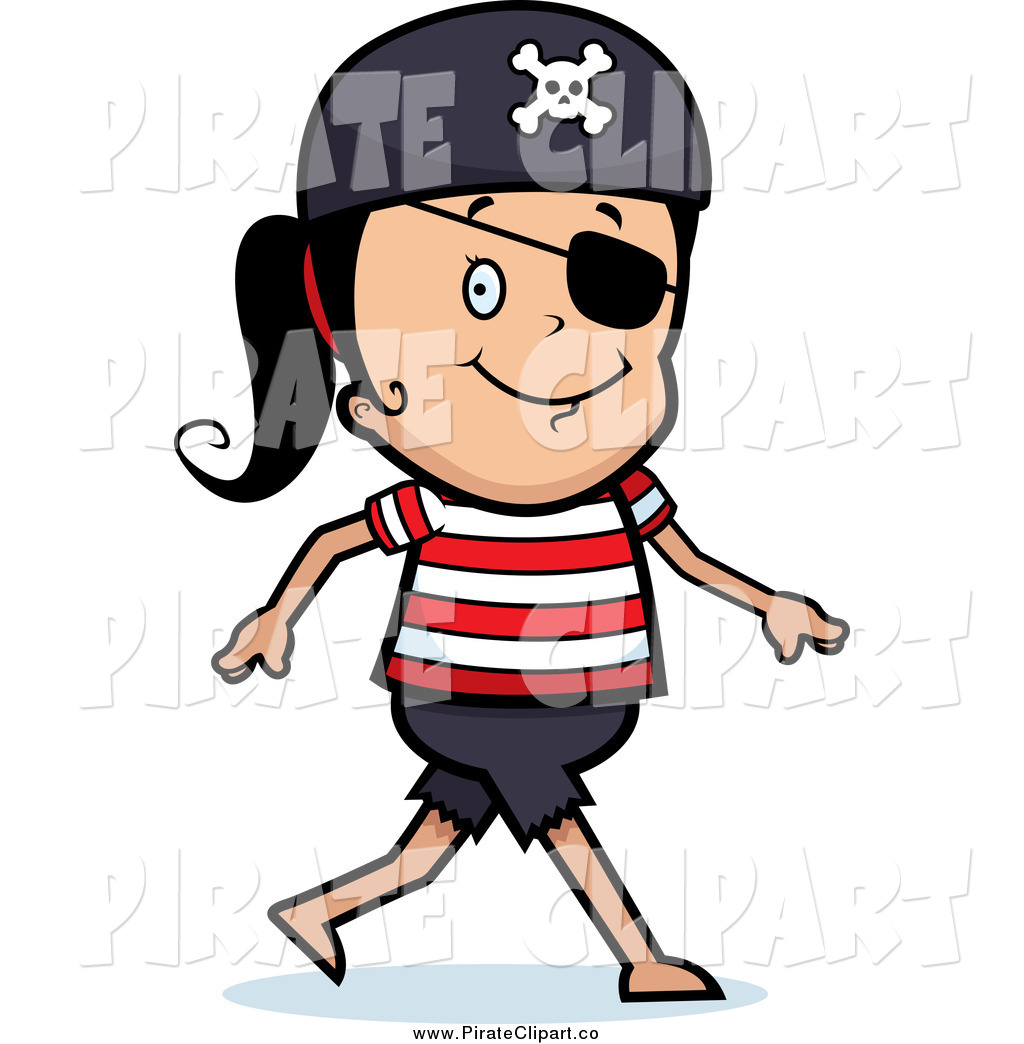1024x1044 Vector Clip Art Of A Happy Black Haired Pirate Girl Walking By