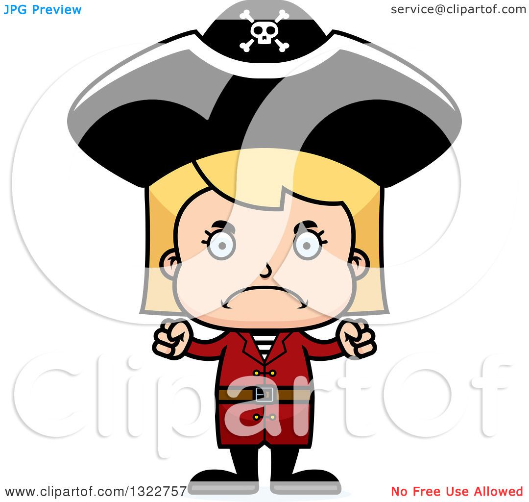1080x1024 Clipart Of A Cartoon Mad Blond White Pirate Girl