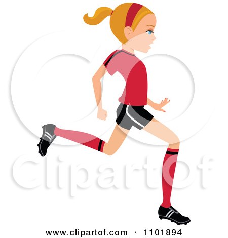 450x470 Clipart Blond Soccer Girl Player Kicking A Ball
