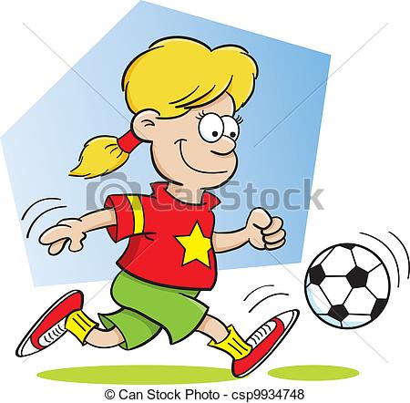 450x442 Cartoon Illustration Of A Girl Playing Soccer Vector