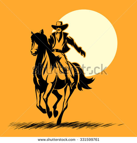 450x470 Cowboy Riding Horse Clipart Silhouette