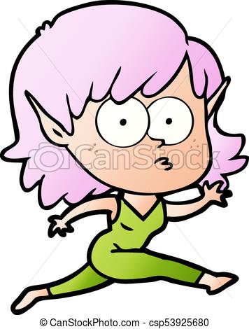 356x470 Cartoon Elf Girl Running Vector