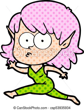 356x470 Cartoon Elf Girl Running Vectors