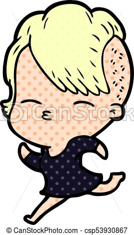 268x470 Cartoon Squinting Girl Running Clip Art Vector