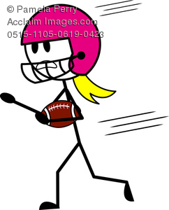242x300 Clip Art Image Of A Stick Figure Female Football Player Running