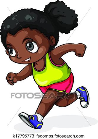 331x470 Clipart Black Girl Running Of A K17795773 Search Clip Art