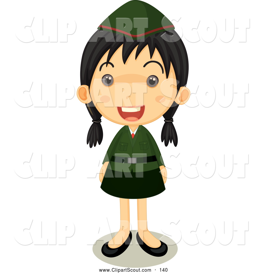 1024x1044 Clipart Of A Happy Girl Scout In Uniform Standing Proud By