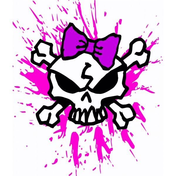 600x600 Girly Skull With Bow And Pink Blood Splatters, Girl Skull T Shirt