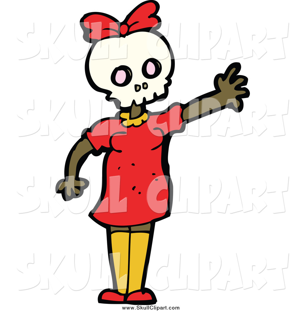 1024x1044 Vector Clip Art Of A Waving Girl Wearing A Skull Halloween Mask By
