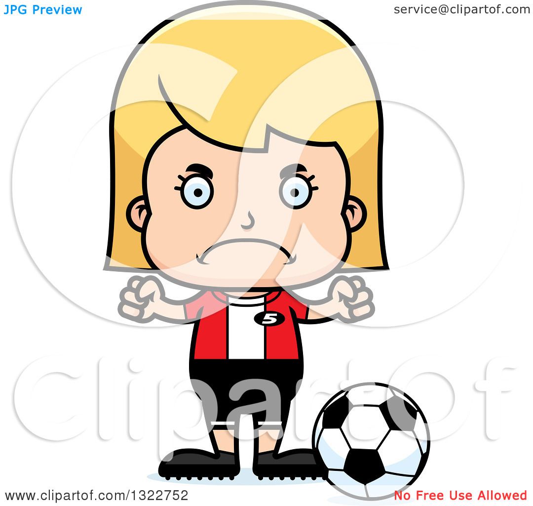 1080x1024 Clipart Of A Cartoon Mad Blond White Girl Soccer Player