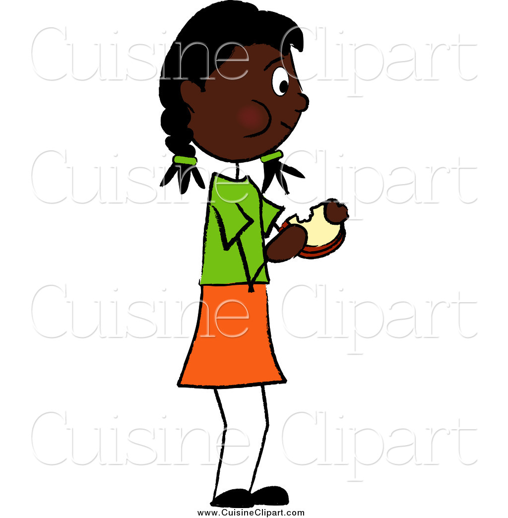 1024x1044 Cuisine Clipart Of A Black Girl Standing And Eating A Sandwich By