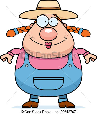 400x470 Farm Girl Smiling. A Happy Cartoon Farm Girl Standing And Clip