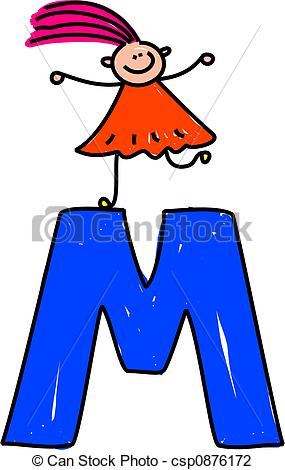 285x470 Letter M Clipart Letter M Girl Happy Little Girl Standing On