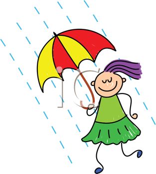 313x350 Clip Art Illustration Of A Girl With An Umbrella