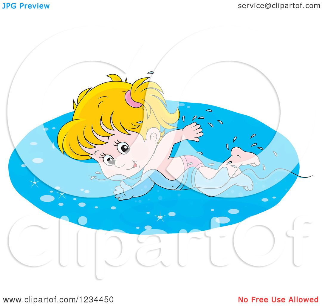 1080x1024 Clipart Of A Caucasian Girl Swimming Laps In A Pool