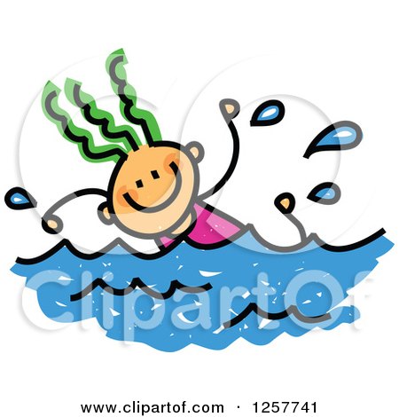 450x470 Clipart Of A Doodled Toddler Art Sketched Black Boy Swimming