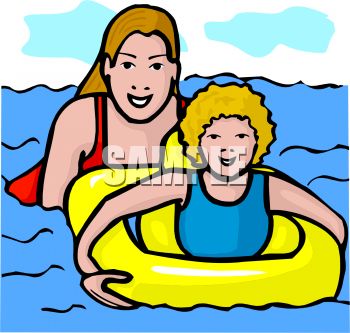 350x333 Mother Teaching Her Daughter To Swim