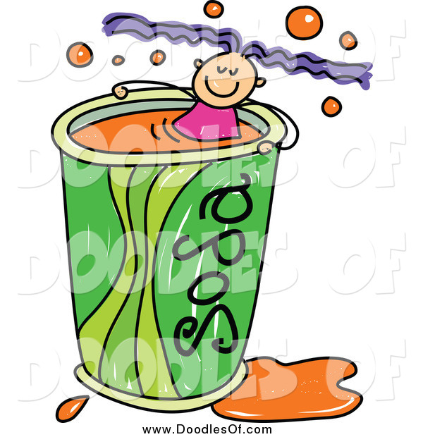 600x620 Vector Clipart Of Doodled Purple Haired White Girl Swimming In