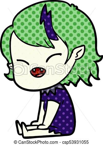 333x470 Cartoon Laughing Vampire Girl Sitting.