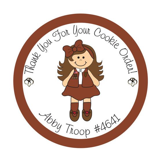 570x570 Personalized Stickers, Girl Scout, Daisy, Brownie, Cookies,favor