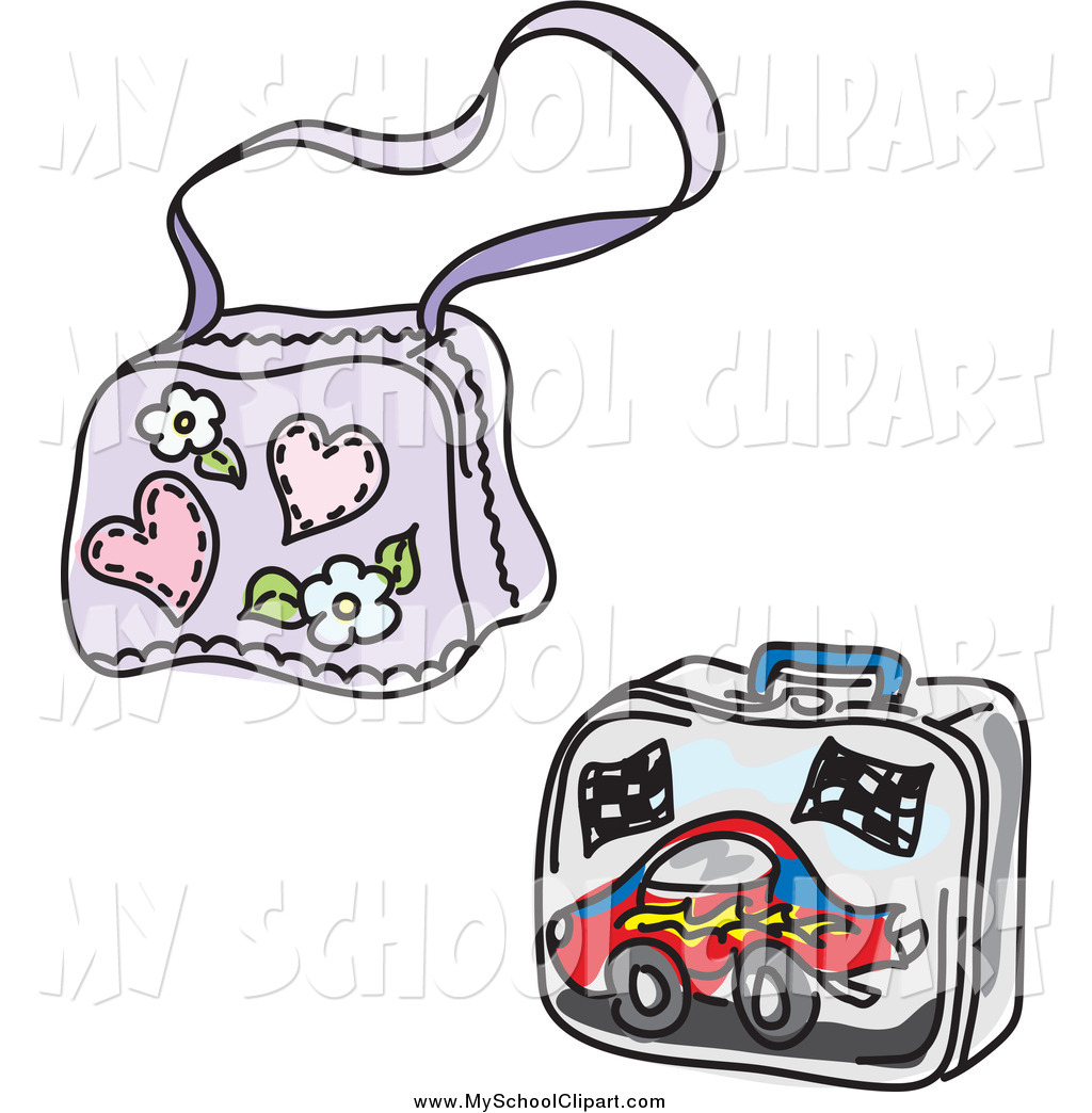 1024x1044 Clip Art Of A Girly School Bag And Boy Lunch Box By