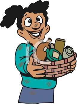 259x350 Girl Giving A Basket Of Household Items To Charity