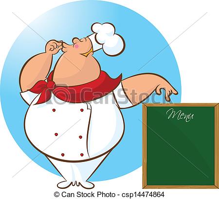 450x408 Happy Chef Menu. Vector Illustration Of Chef Giving An Clip Art