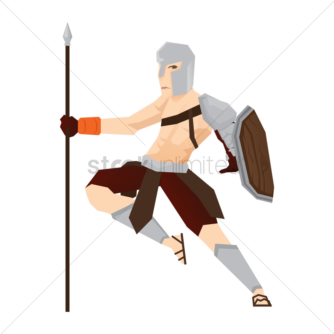 1300x1300 Gladiator Soldier With Spear And Shield Vector Image