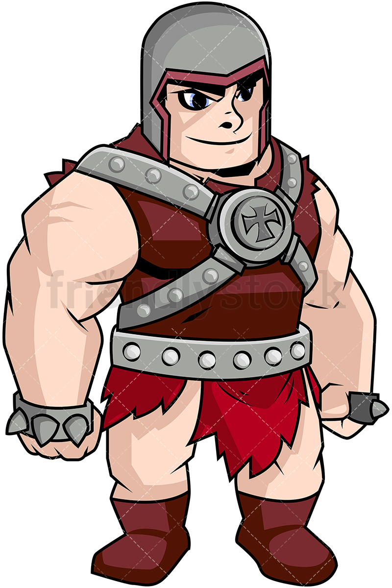 800x1200 Muscular Gladiator In Full Gear Vector Cartoon Clipart