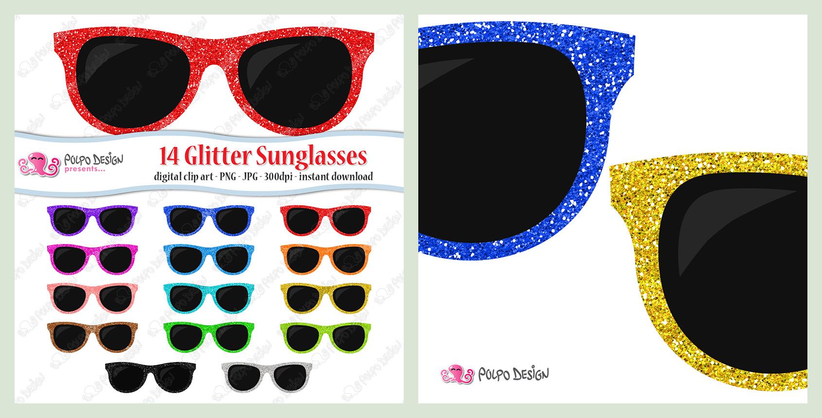 1690x860 Colorful Glitter Sunglasses Clipart By Polpodesign
