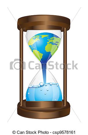 305x470 Hourglass With Concept Of Global Warming Isolated. Vector