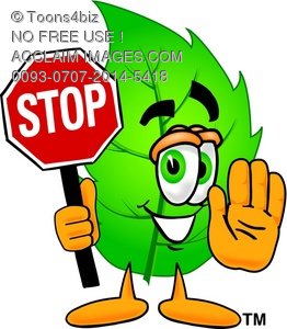 262x300 Clipart Illustration Cartoon Leaf Character Holding A Stop Sign