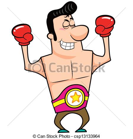 450x470 Cartoon Boxer With Boxing Gloves Vector Illustration. Clip Art