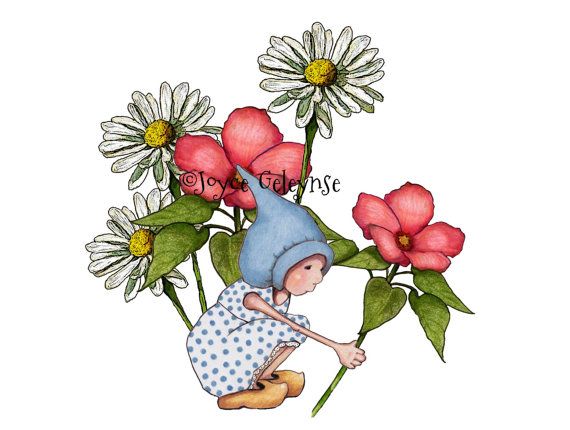 570x430 Printable Clip Art Hand Drawn Gnome Girl In By Toadstoolprintables