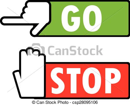 450x364 Go And Stop Navigation Signs. Green Go And Red Stop Vector