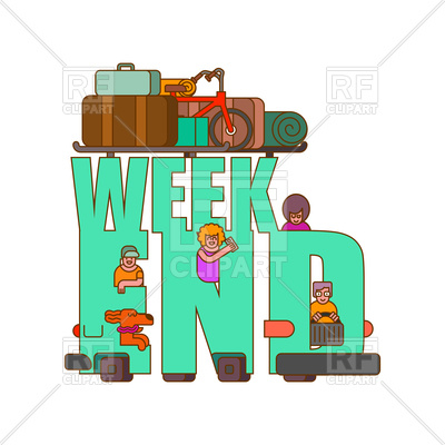 400x400 Weekend Lettering. Car Family Go Camping Line Style. Things