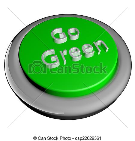 450x470 Go Green Button, Isolated Over White, 3d Render Stock Illustration