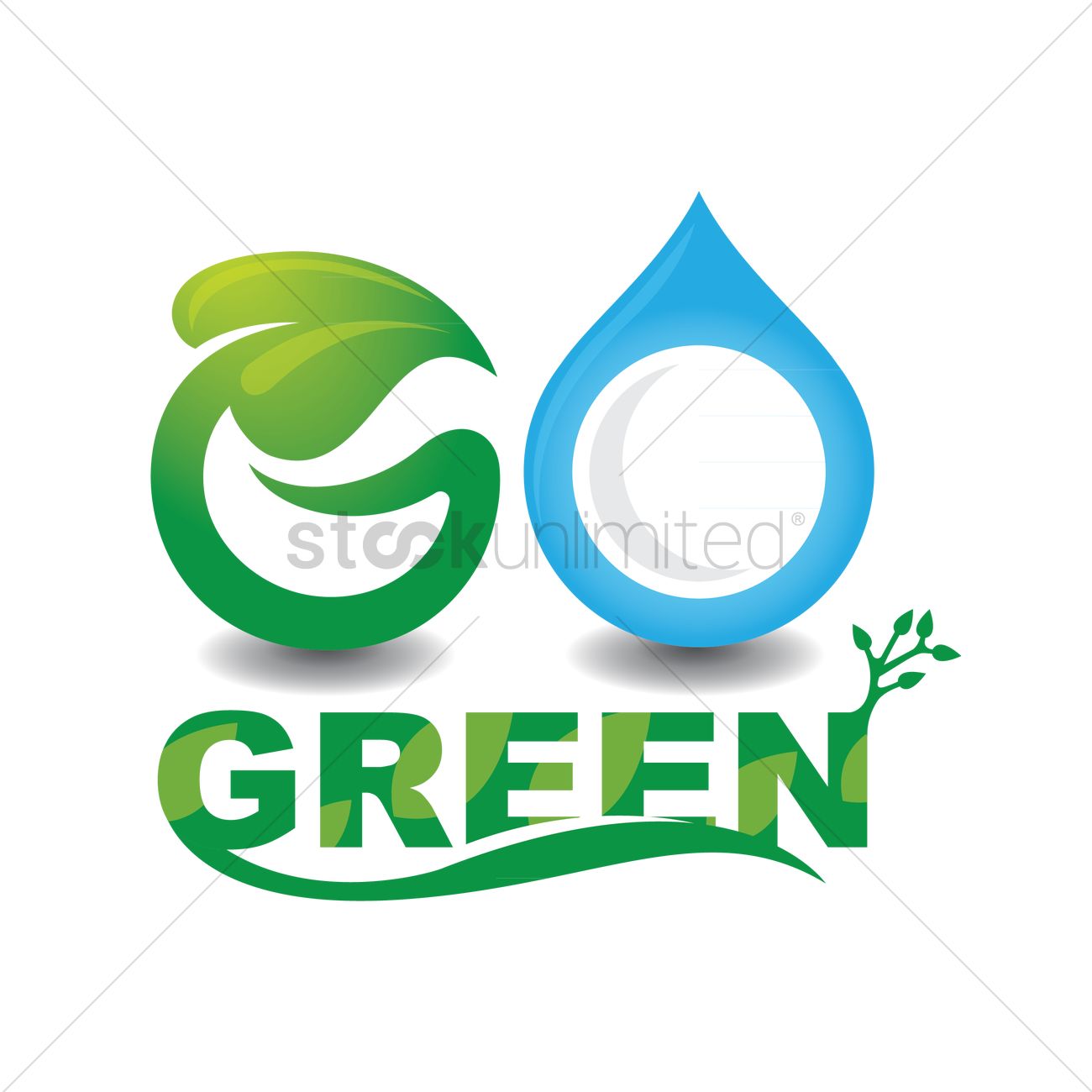 1300x1300 Go Green Lettering Design Vector Image