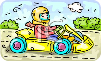 350x212 Royalty Free Clip Art Image Cartoon Kid Driving A Go Kart