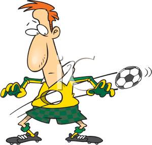300x287 Clip Art Image A Soccer Ball Going Through A Man's Stomach